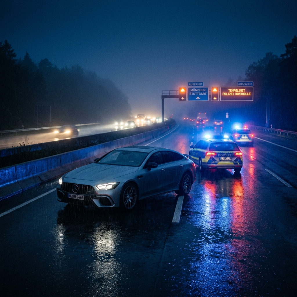 Polizeikontrolle auf der Autobahn